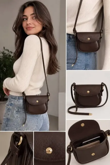 Kahve Mini Omuz Çantası