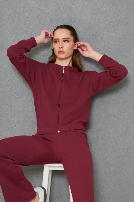 Kaşkorse Pantolon Bomber Ceket Alt Üst Takım Bordo