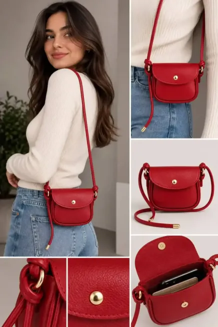 Kırmızı Mini Omuz Çantası