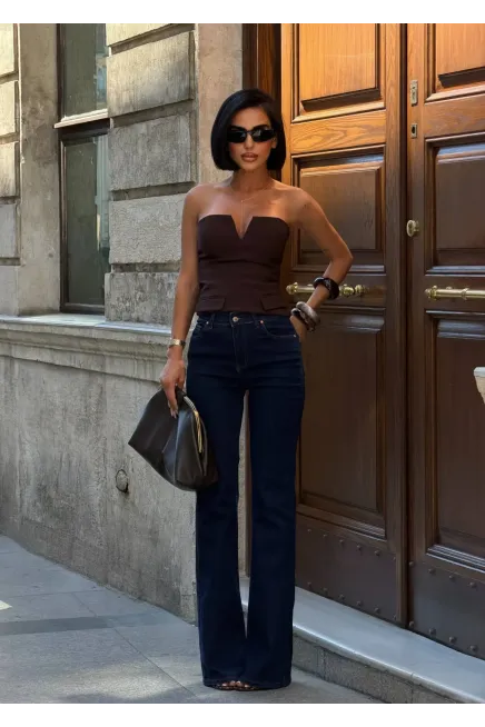 Likralı Bootcut Flare Jeans Lacivert