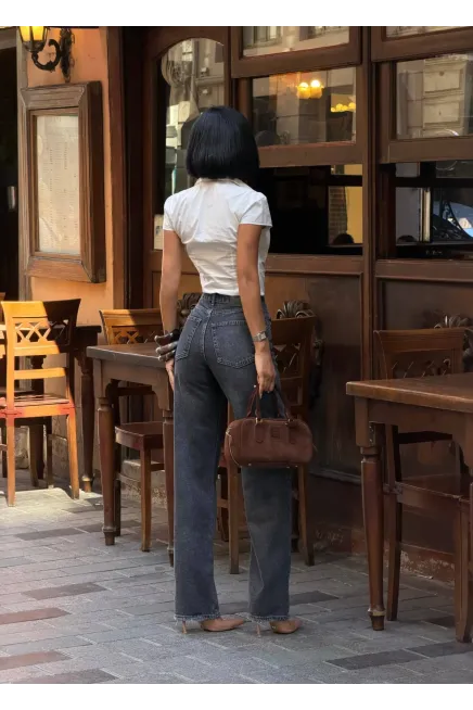 Likrasız Wide Leg Jeans