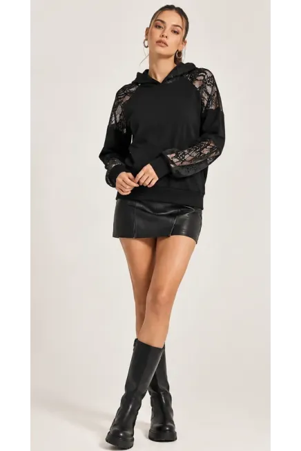 Modal Kumaş Dantel Detay Sweatshirt - 4