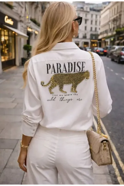 Paradise Baskılı Taşlı Gömlek