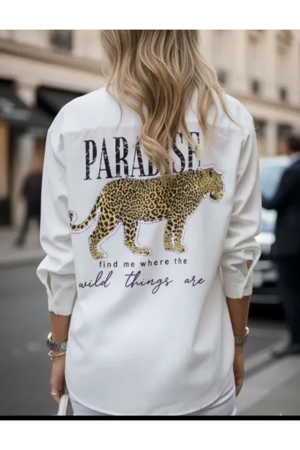 Paradise Baskılı Taşlı Gömlek