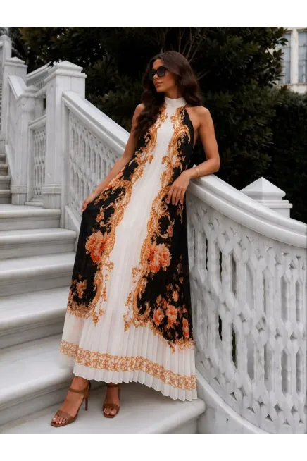 Pilise Detaylı Şifon Elbise