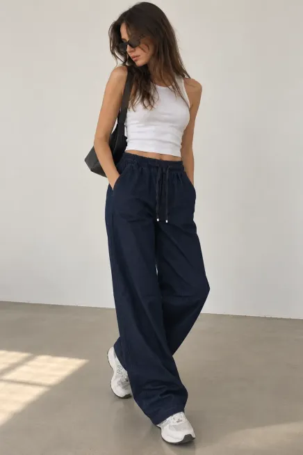 Beli Lastikli Yıkamalı Pantolon