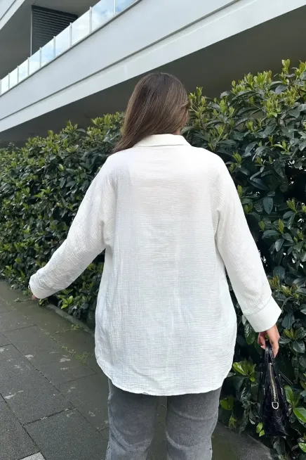 Yarasa Kol Cepli Salaş Müslin Gömlek-3406nl-byz