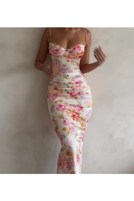 Dijital Baskılı Maxi Boy Elbise