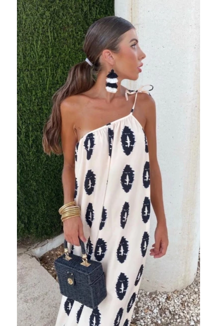 İthal Crep Özel Baskılı Elbise