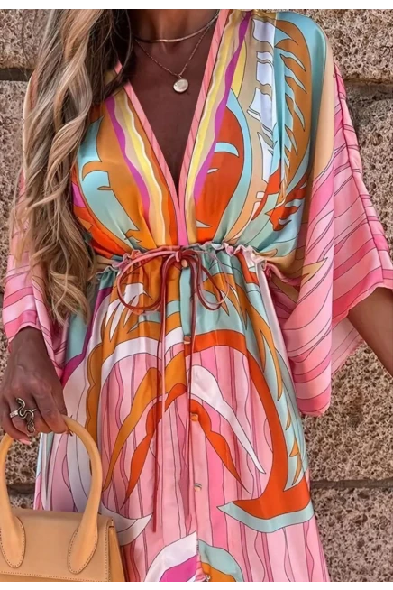 Desenli Kimono Elbise