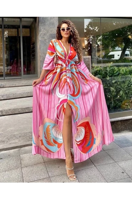 Desenli Kimono Elbise