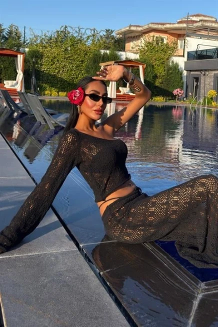 Katy Ajurlu Tek Kol Takım Siyah