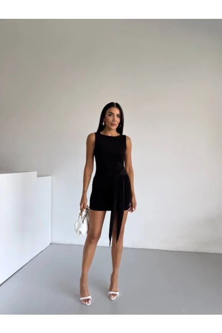 Sandy Kumaş Bel Kuşaklı Elbise