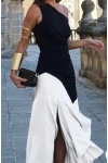 Atlas Kumaş Garnili Elbise