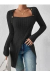 Düğmeli Kaşkorse Tunik&Bluz