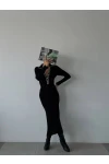 Düğmeli Maxi Boy Triko Elbise