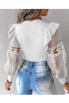 Kolları Güpürlü Kaşkorse Bluz