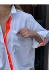 Neon Şeritli Poplin Gömlek