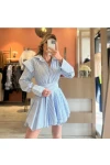Poplin Kumaş Çizgili Gömlek Elbise