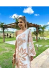 Tek Omuz Çiçek Detaylı İthal  Jessica Kumas Elbise