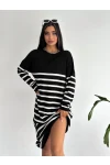 Uzun Çizgili Triko Elbise