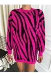 Zebra Desen Triko Kazak