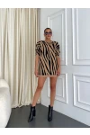 Zebra Desen Triko Kazak