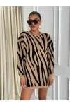 Zebra Desen Triko Kazak