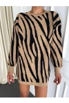 Zebra Desen Triko Kazak
