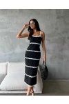 Zigzag Desenli Pamuk Triko Elbise