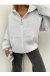 3  İplik Fermuarlı Hoodie