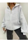 3  İplik Fermuarlı Hoodie