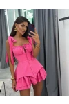 Dalgıç ve Sandy Kumaş Astarlı Düğmeli Korse Elbise