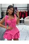 Dalgıç ve Sandy Kumaş Astarlı Düğmeli Korse Elbise