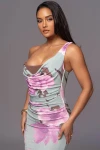 Dijital Baskılı Full Likralı Micro Kumaş Balen Detaylı Garnili Max Boy Elbise
