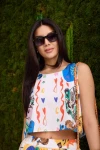 Güneş Desen 2li Crop Pantolon Takım İthal Poplin Kumaş