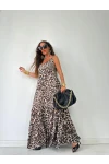Leopr  Desen Maxi boy Elbise