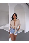 Müslin Keten Bağlamalı Bluz