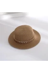 14391 Zincirli Camel Geniş Hasır Şapka