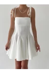 Askılı Mini Elbise Beyaz