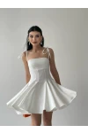 Askılı Mini Elbise Beyaz