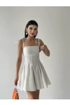 Askılı Mini Elbise Beyaz
