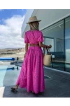 Bel Detay Desenli Elbise Pembe