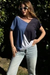 Blok Tasarım Salaş T-Shirt Lacivert
