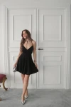 Çapraz Detay Simli Kumaş Elbise