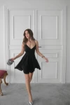 Çapraz Detay Simli Kumaş Elbise