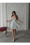 Çapraz Detay Simli Kumaş Elbise