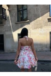 Çiçek Desenli Balon Mini Elbise