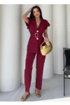 Dabıl Kumaş Yelek Pantalon Takım Bordo