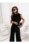 Dalgıç Kumaş Pantalon Bluz Takım Siyah